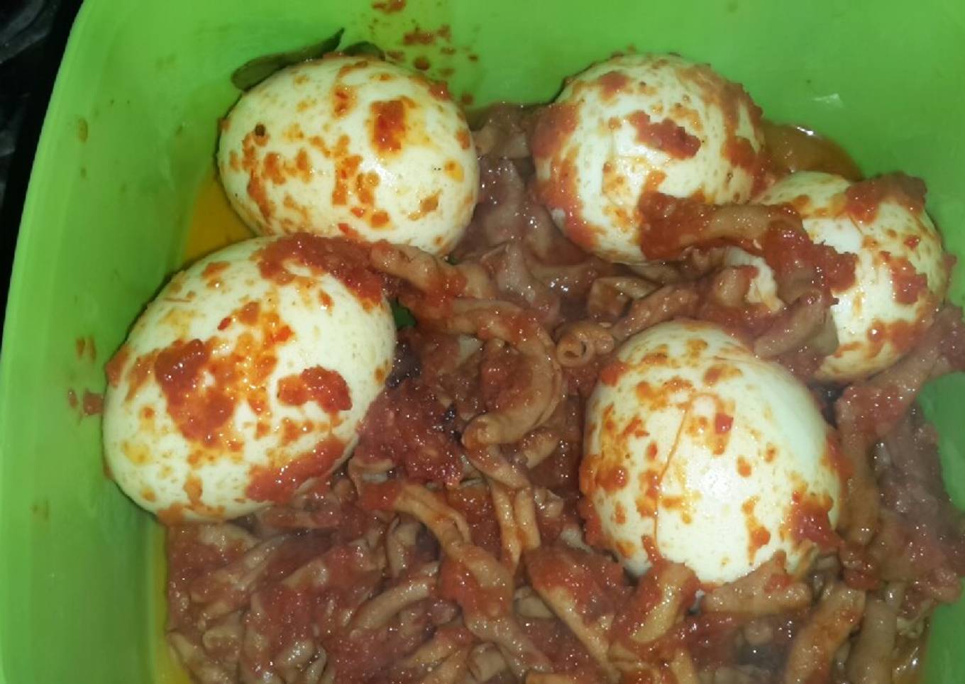 Balado telur dan usus ayam