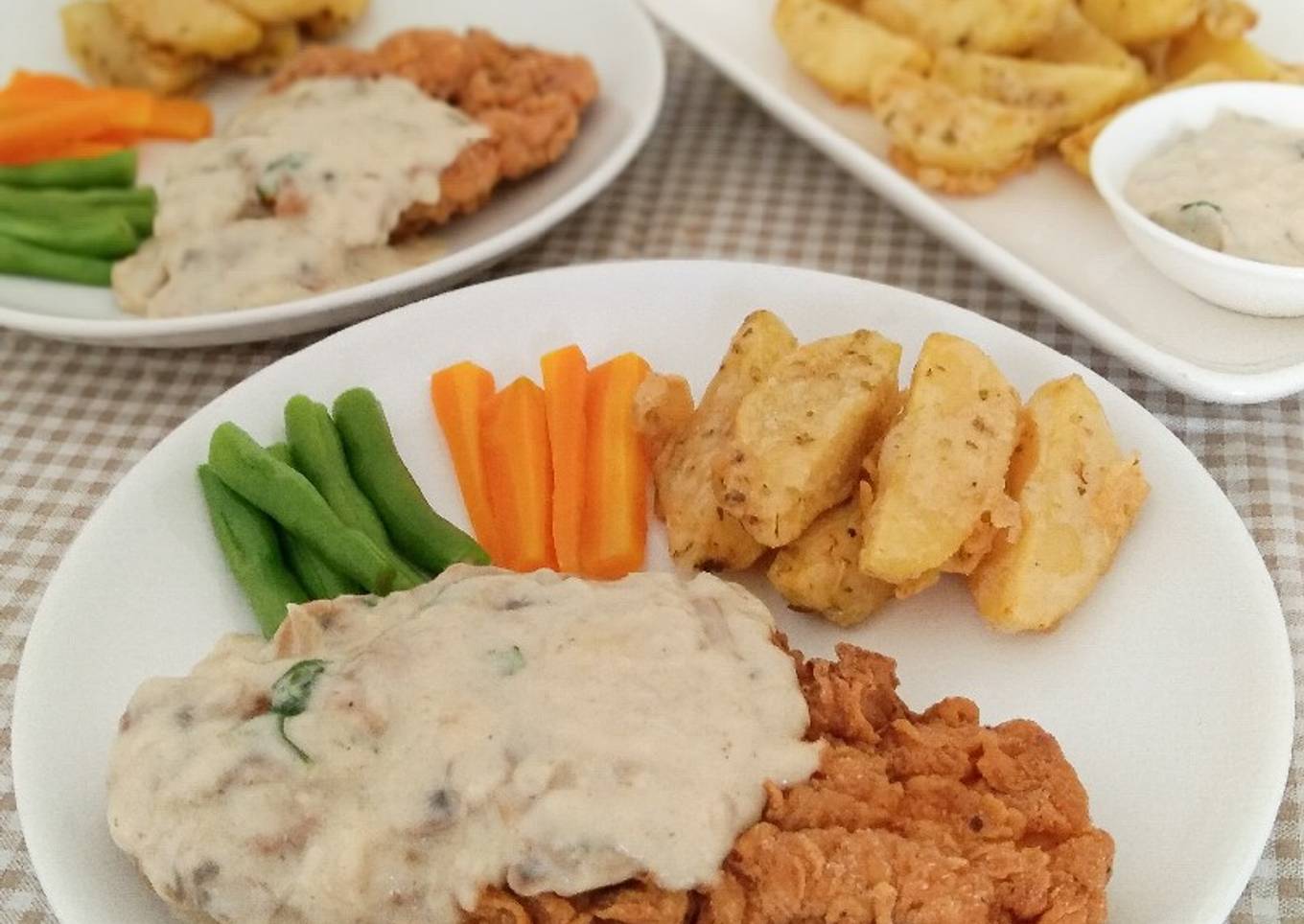 Crispy Chicken Steak with Creamy Mushroom Sauce