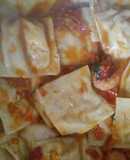Ravioles de zapallo y ricota con salsa mentolada de camarones