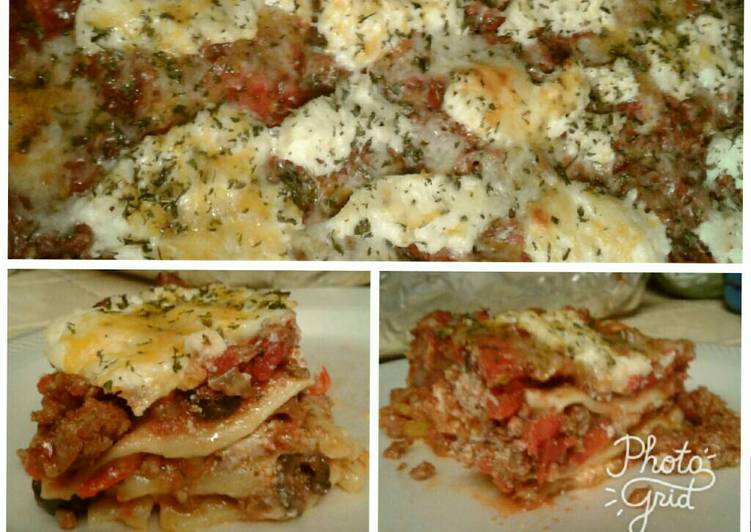 Steps to Prepare Super Quick Homemade Four cheese &amp; meat lasagna