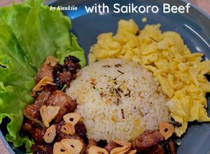 Foto resep [Eps. 54] Garlic Butter Rice with Saikoro Beef 🧄🍚🧈🐮