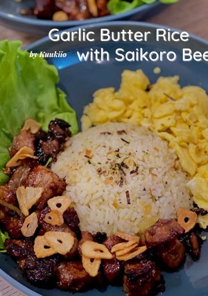Foto resep [Eps. 54] Garlic Butter Rice with Saikoro Beef 🧄🍚🧈🐮