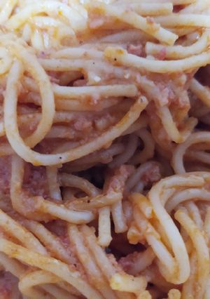 Una foto de Spaghetti con Salsa Pibil