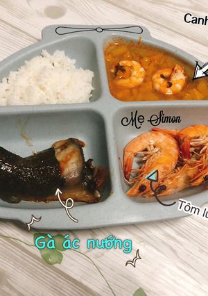 Hình của món Ăn dặm - Thực đơn cơm 11 - Gà ác nướng & canh tôm bí đỏ.
