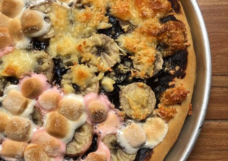 Resep SWEET PIZZA / Pizza Manis 🍕🍫 🍌🧀 yang Bisa Manjain Lidah