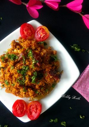 A picture of Low carbs Keto tomato masala rice (using cauliflower riced).