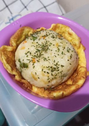 Foto resep Butter Rice with Cheese Omelette (MPASI 11M)