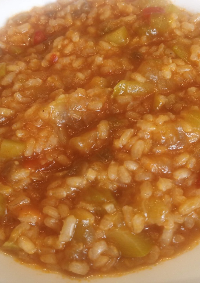 Una foto de Arroz con calabacín y berenjenas