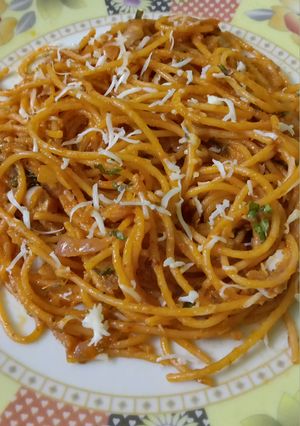 A picture of Spaghetti with Tomato Sauce.