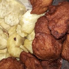 A picture of Bean cake and sweet potatoe.