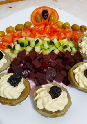 صورة لوصفة 🥗 سلطة كوكتال الأرضي شوكي بكريمة الجبن 🥗