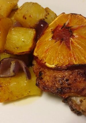 A picture of Blood Orange and chorizo chicken.