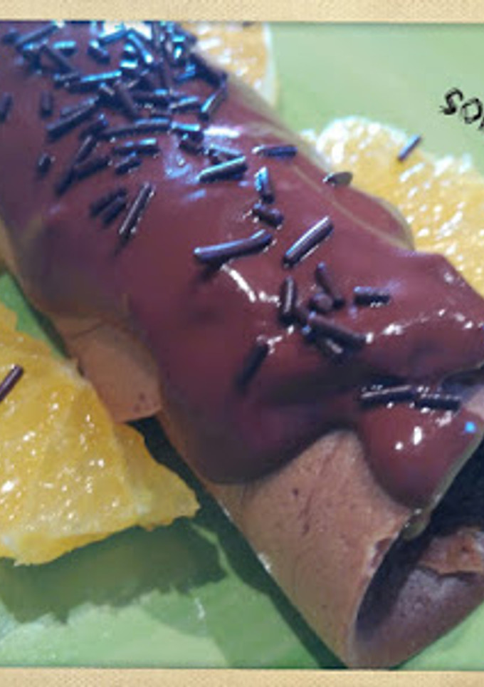 Una foto de Crêpe de chocolate con chocolate