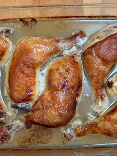 Una foto de Pollo asado al vino