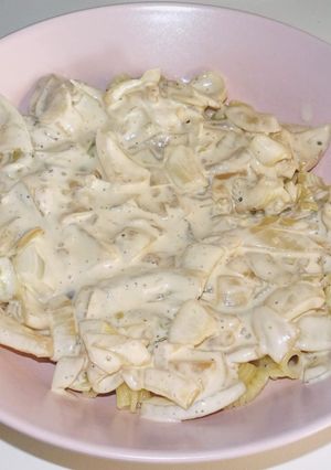Une photo de Pâtes complètes sauce soja/oignons (vegan)