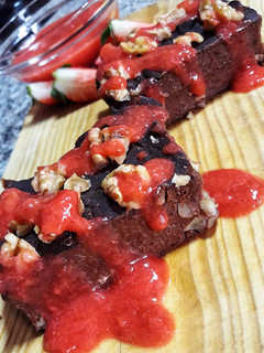Una foto de Brownie de calabaza vegano