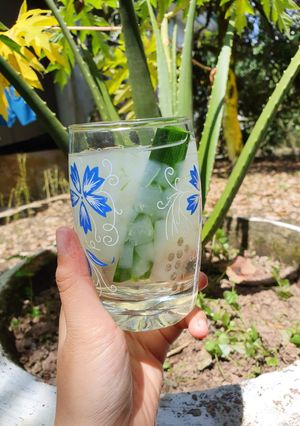 Hình của món Nha đam nấu lá dứa đường phèn thanh mát.