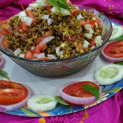 A picture of Sprouts moong dal chat.