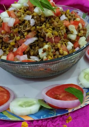 A picture of Sprouts moong dal chat.