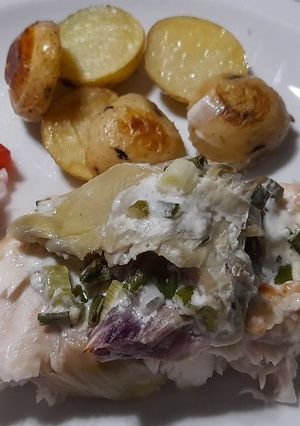 Una foto de Pez elefante (banderita o pez pollo) al horno