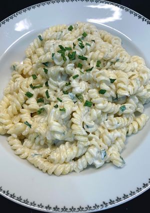 Une photo de Pâtes torsade crème de chèvre et ciboulette