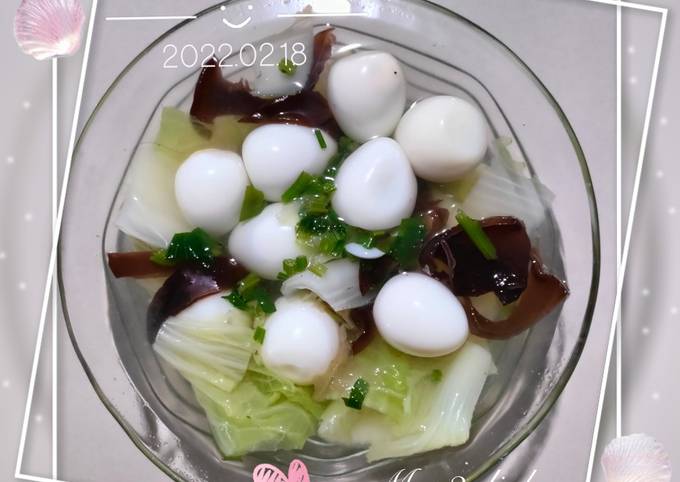 Kuah Bening Sawi putih dan Telor Puyuh