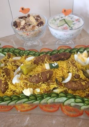 A picture of Mutton Kabab biryani.