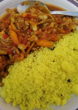 A picture of Cabbage/carrot soup.