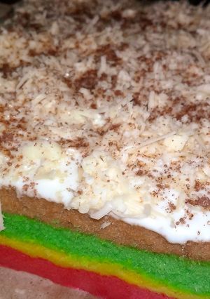 Foto resep Rainbow cake topping dalgondess keju