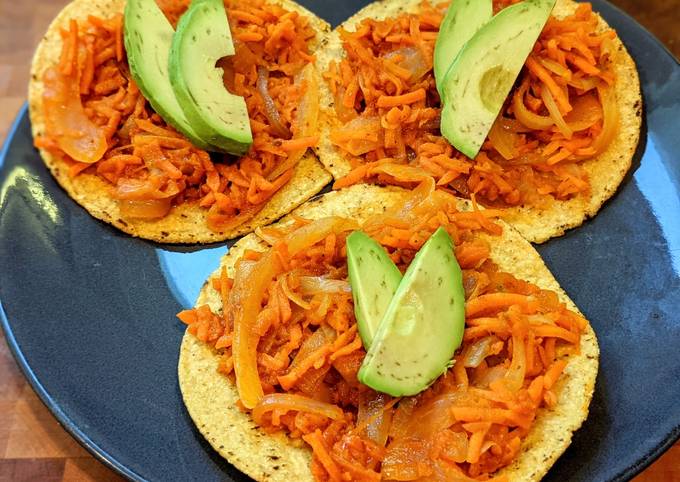 Carrot tinga tostadas (vegan)