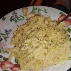 A picture of Savory creamy chicken pasta.