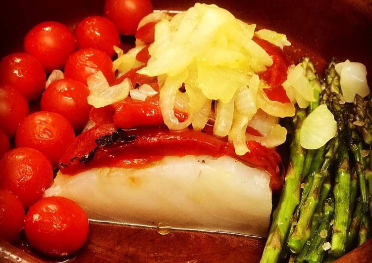 Bacalao al horno con verduras