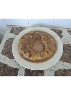 Una foto de Flan borracho de coco y avena