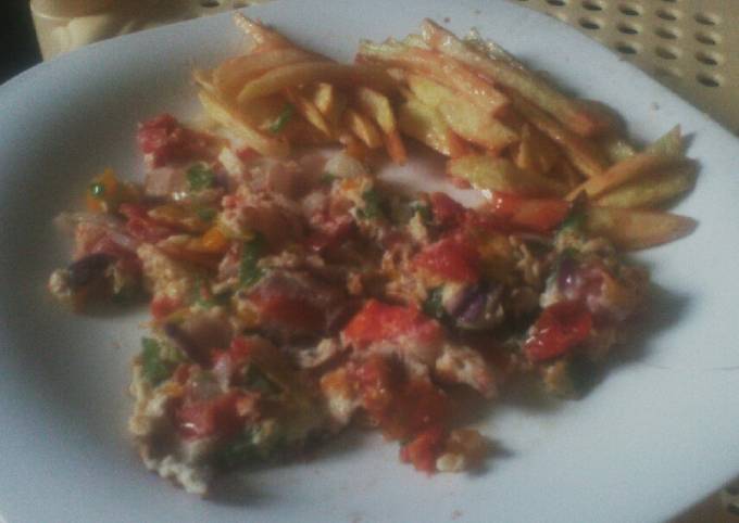 Tasty Food Mexico Food Fries and Spanish omelette Tasty Food Mexican Cuisine Fries and Spanish omelette