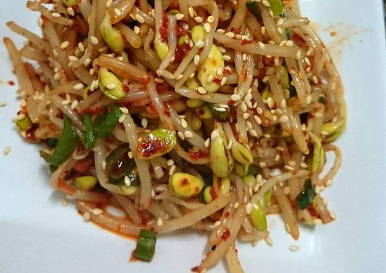 Proses Menyiapkan Sayur taoge ala korea 콩나물 무침, Enak