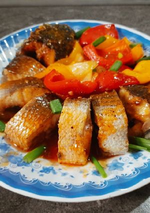 Hình của món Cá lóc sốt ớt chuông.