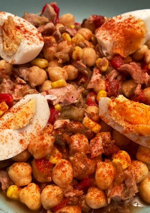 A picture of Chickpea Salad with Roasted Vegetables.