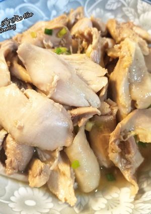 Hình của món Gà Luộc Sốt Dầu Hào kiểu Hoa - Chicken w oyster sauce chinese recipes.