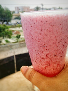 A picture of Berry banana smoothie.