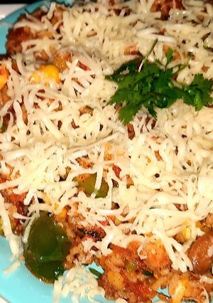 A picture of Mexican rice with Indian twist.