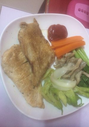 รูปของ สเต๊กอกไก่นุ่ม 😍😍