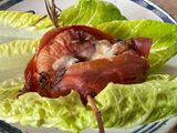 Saturn Peaches with Prosciutto and Yorkshire Blue