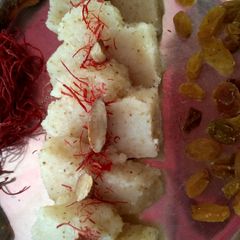 A picture of Saffron rava burfy.
