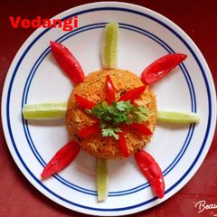 A picture of Tomato Rice (No onion & No Garlic).