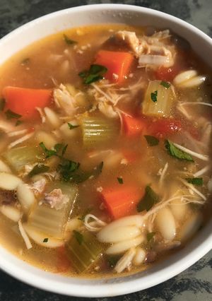 A picture of Chicken Orzo Soup.