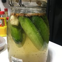 A picture of Pickled cucumber #lactofermentation.