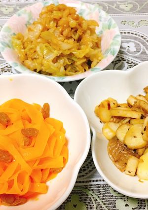 A picture of Three Veggie Side Dishes.