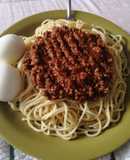 Spaghetti en salsa roja