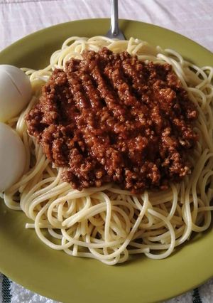 Una foto de Spaghetti en salsa roja
