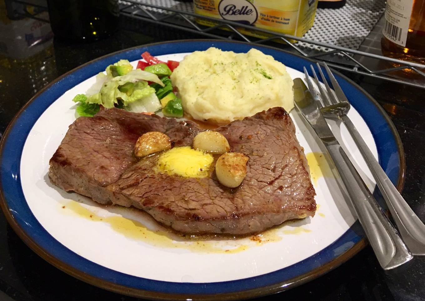 Simple beef steak with garlic butter